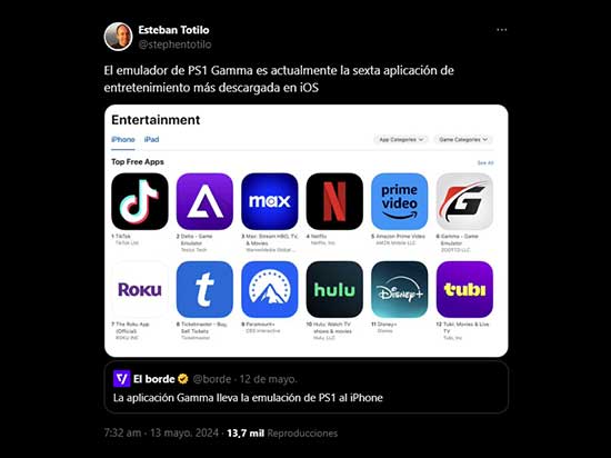 Gamma, el Emulador Gratuito de PS1 para iPhone