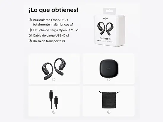 SHOKZ OpenFit 2+ auriculares abiertos con Dolby Audio y 48 h